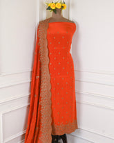 Crepe Orange Unstitched Suit