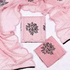 Organza Dusky Pink Unstitched Suit
