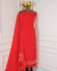 Organza Pink Unstitched Suit