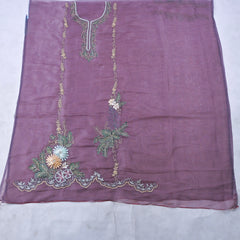 Organza Purple Unstitched Suit