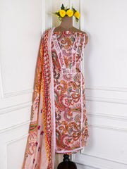 Mul Check Light Peach Unstitched Suit