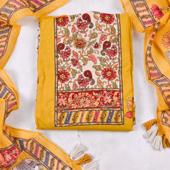 Mul Cotton Yellow Unstitched Suit