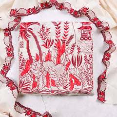 Pure Cotton Red Unstitched Suit