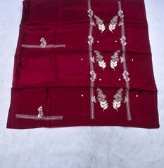 Crepe Maroon Unstitched Suit