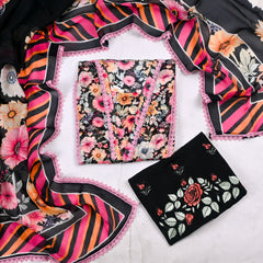 Twill Cotton pink Unstitched Suit