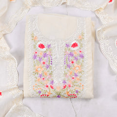 Mul Cotton Off-White Unstitched Suit