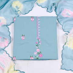 Self- Cotton Sea green Unstitched Suit