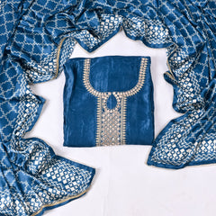 Gavadin Silk Blue Unstitched Suit