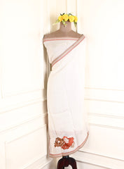 Organza White Unstitched Suit