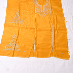 Organza Yellow Unstitched Suit