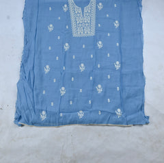 Mul Cotton powder blue Unstitched Suit