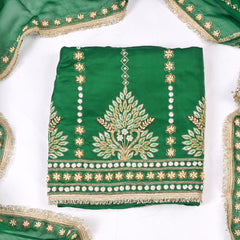 Organza Silk Green Unstitched Suit