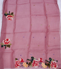 Organza Baby Pink Unstitched Suit