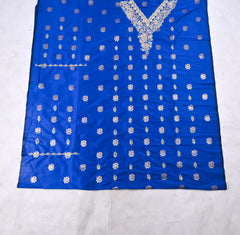 Banarasi Silk Blue Unstitched Suit