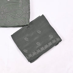 Twill Organza Pista Green Unstitched Suit