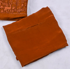 Organza Brown Unstitched Suit