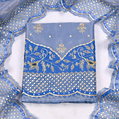 Glass Shimmer Powder Blue Unstitched Suit