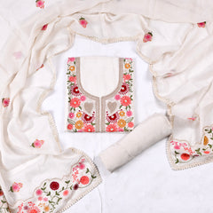 Organza Off-White Unstitched Suit