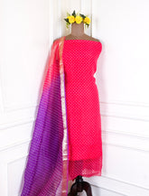Organza Magenta Unstitched Suit