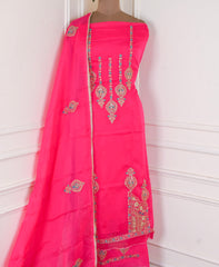 Organza Pink Unstitched Suit