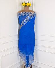 Organza Blue Unstitched Suit