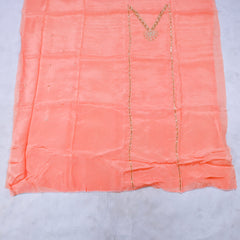 Organza Peach Unstitched Suit