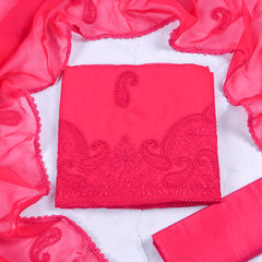 Organza Pink Unstitched Suit