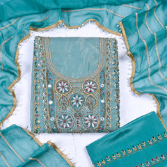 Shimmer Ferozi Unstitched Suit