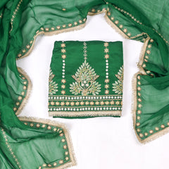 Organza Silk Green Unstitched Suit