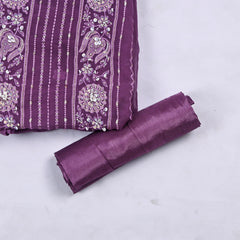 Georgette Purple Unstitched Suit