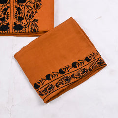 Organza Rust Unstitched Suit