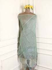 Organza Pista Green Unstitched Suit
