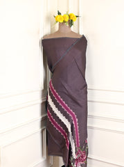 Satin Plum Brown Unstitched Suit