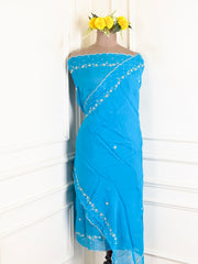 Organza Sky Blue Unstitched Suit