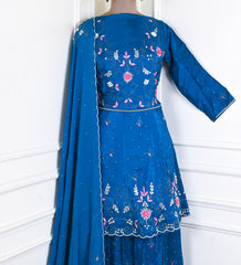 Crepe Blue Peplum Lehenga Suit