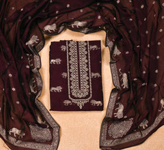 Banarasi Wine Unstitched Suit