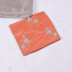 Twill Organza Orange Unstitched Suit