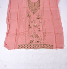 Organza Peach Unstitched Suit
