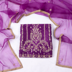 Gavadin Silk Purple Unstitched Suit