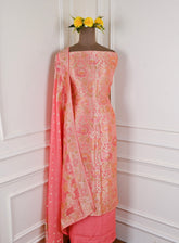 Banarasi Peach Unstitched Suit