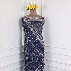 Glass Shimmer Navy Blue Unstitched Suit