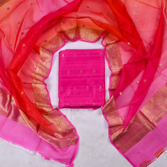 Khadi Silk Pink Unstitched Suit