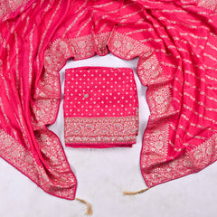 Banarasi Silk Pink Unstitched Suit