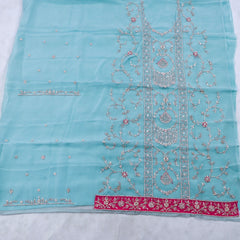 Organza sky Blue Unstitched Suit