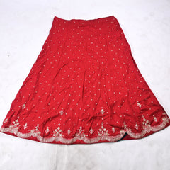 Khadi Red Unstitched Lehenga Suit