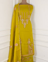 Organza Mehandi Unstitched Suit