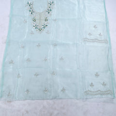 Glass Shimmer Pista Green Unstitched Suit