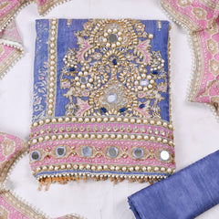 Crush Shimmer Powder Blue Unstitched Suit