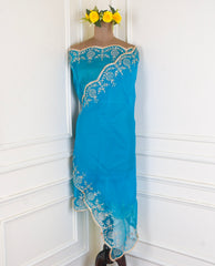 Organza Sky Blue Unstitched Suit