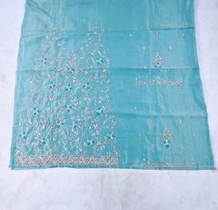 Shimmer Sky Blue Unstitched Lehenga Suit